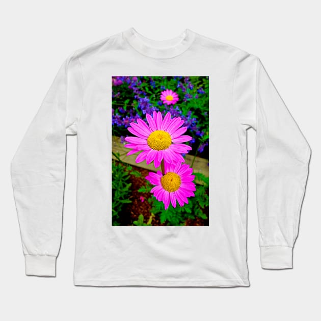 Florescent Daisies Long Sleeve T-Shirt by bobmeyers